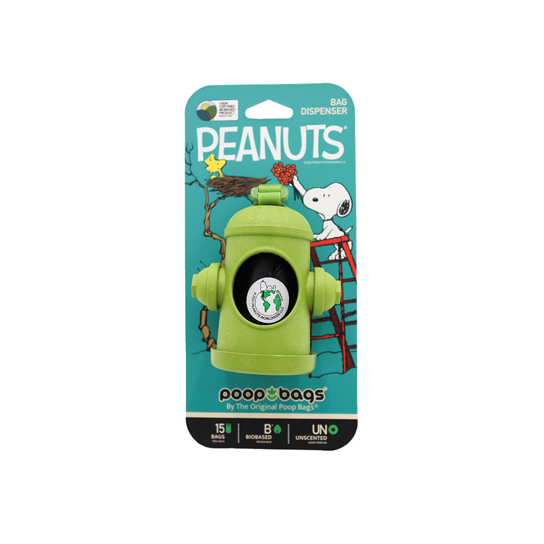 THE ORIGINAL POOP BAGS® USDA BIOBASED PEANUTS LEASH DISPENSER W/ 2