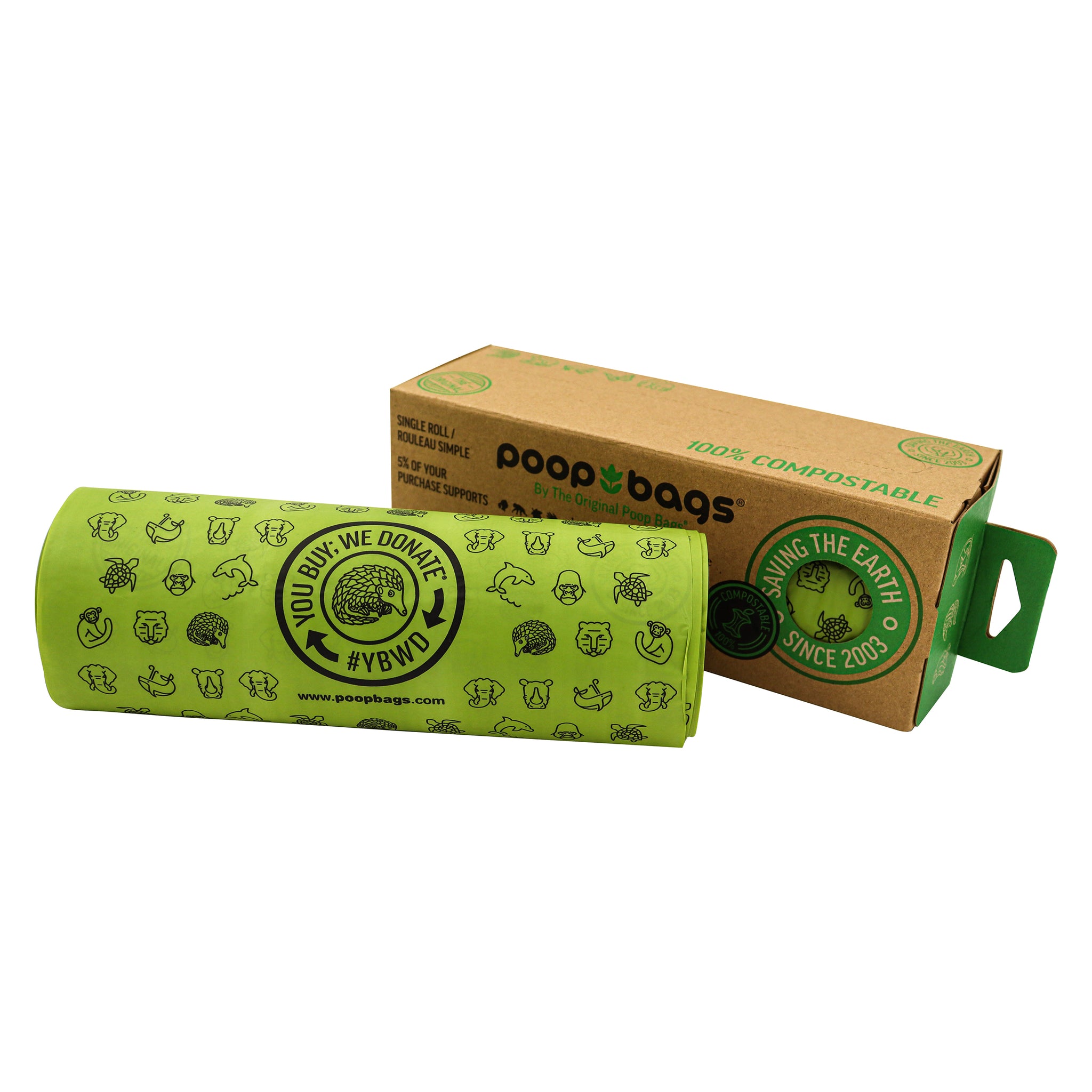 THE ORIGINAL POOP BAGS® COMPOSTABLE SINGLE BULK ROLL (200 CT.)