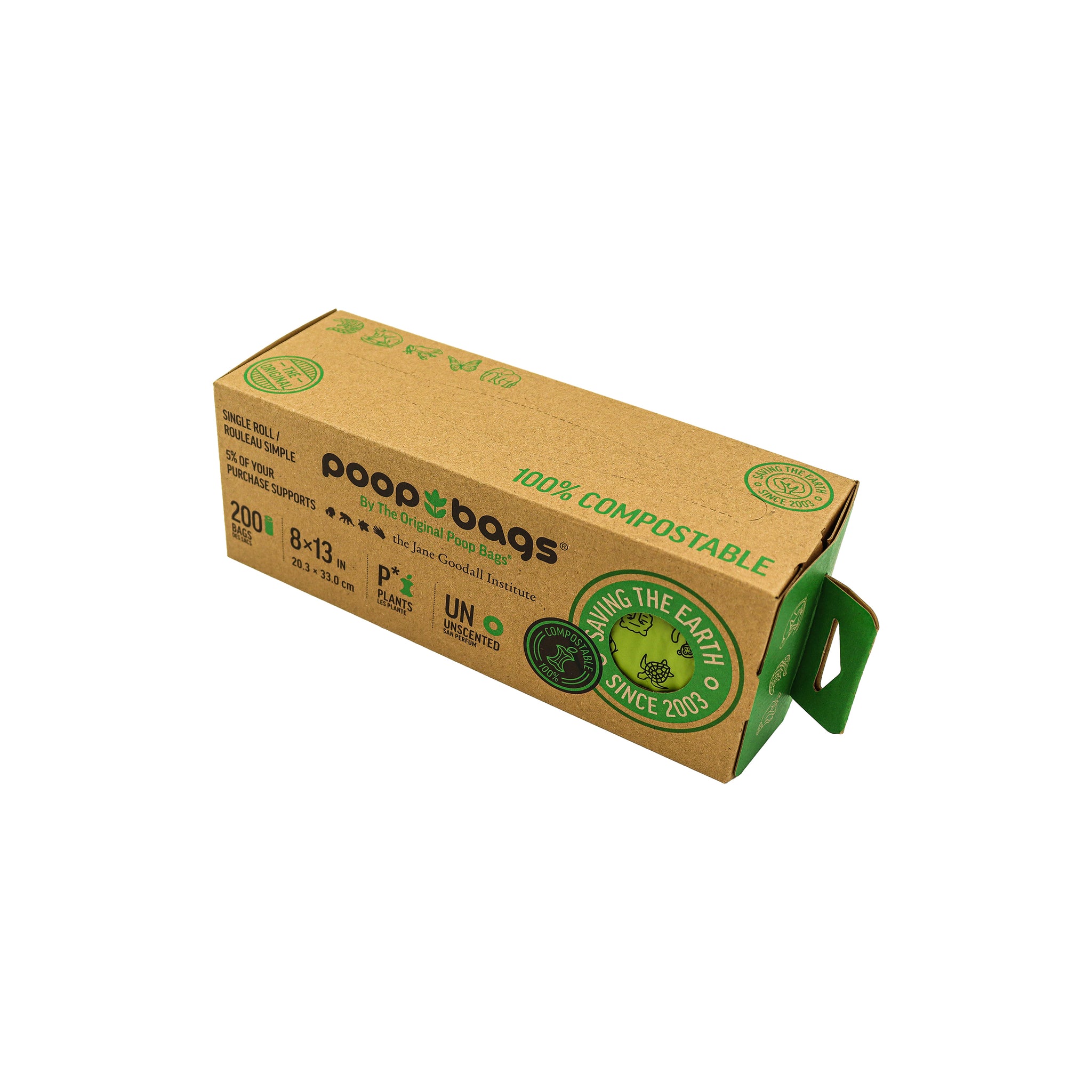 THE ORIGINAL POOP BAGS® COMPOSTABLE SINGLE BULK ROLL (200 CT.)